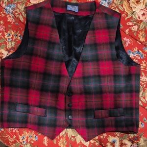 Pendleton Red and Black Tartan Vest